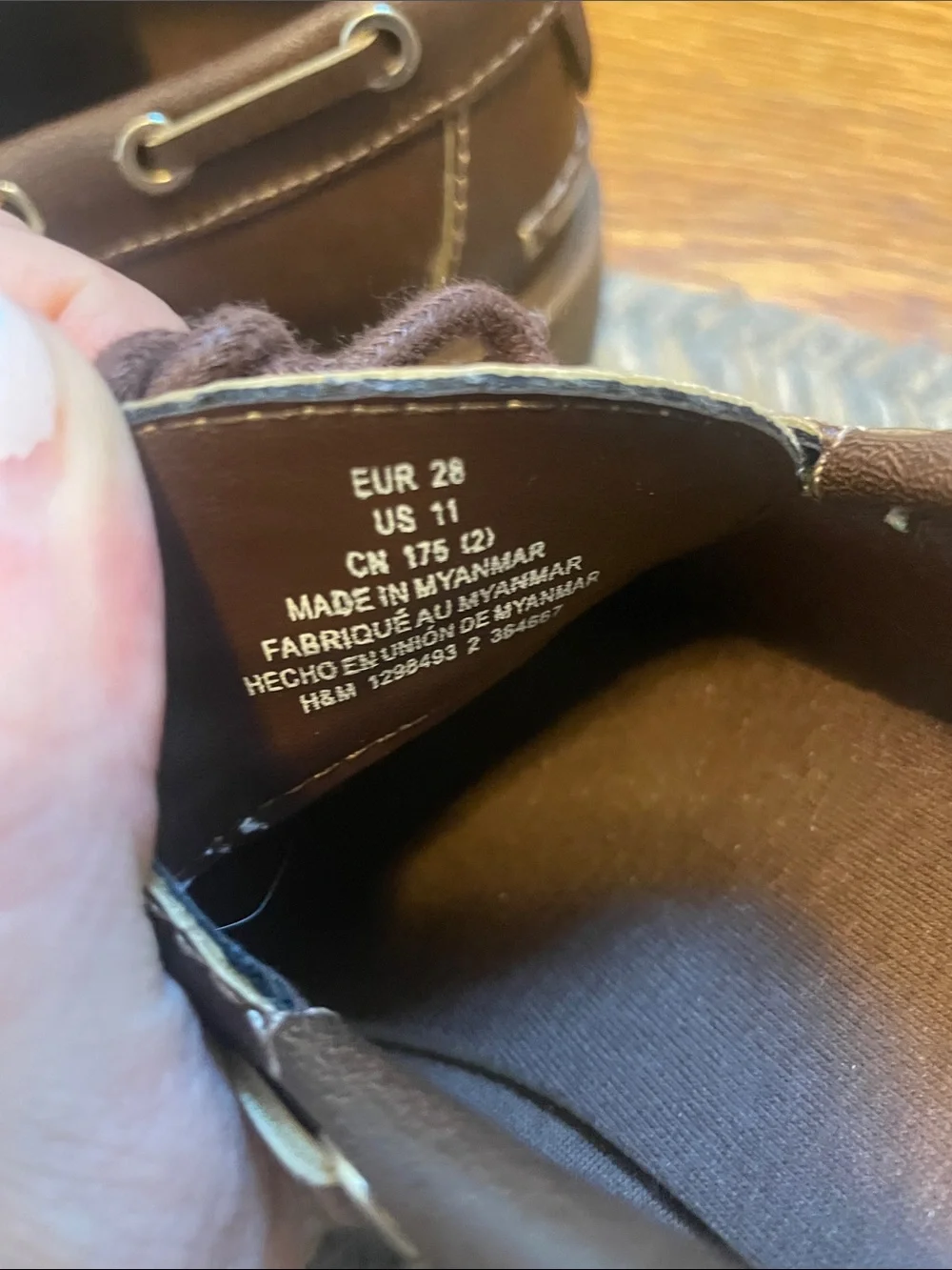 H&M Brown Leather-Style Kids Lace-Up Boat Shoes - size 11